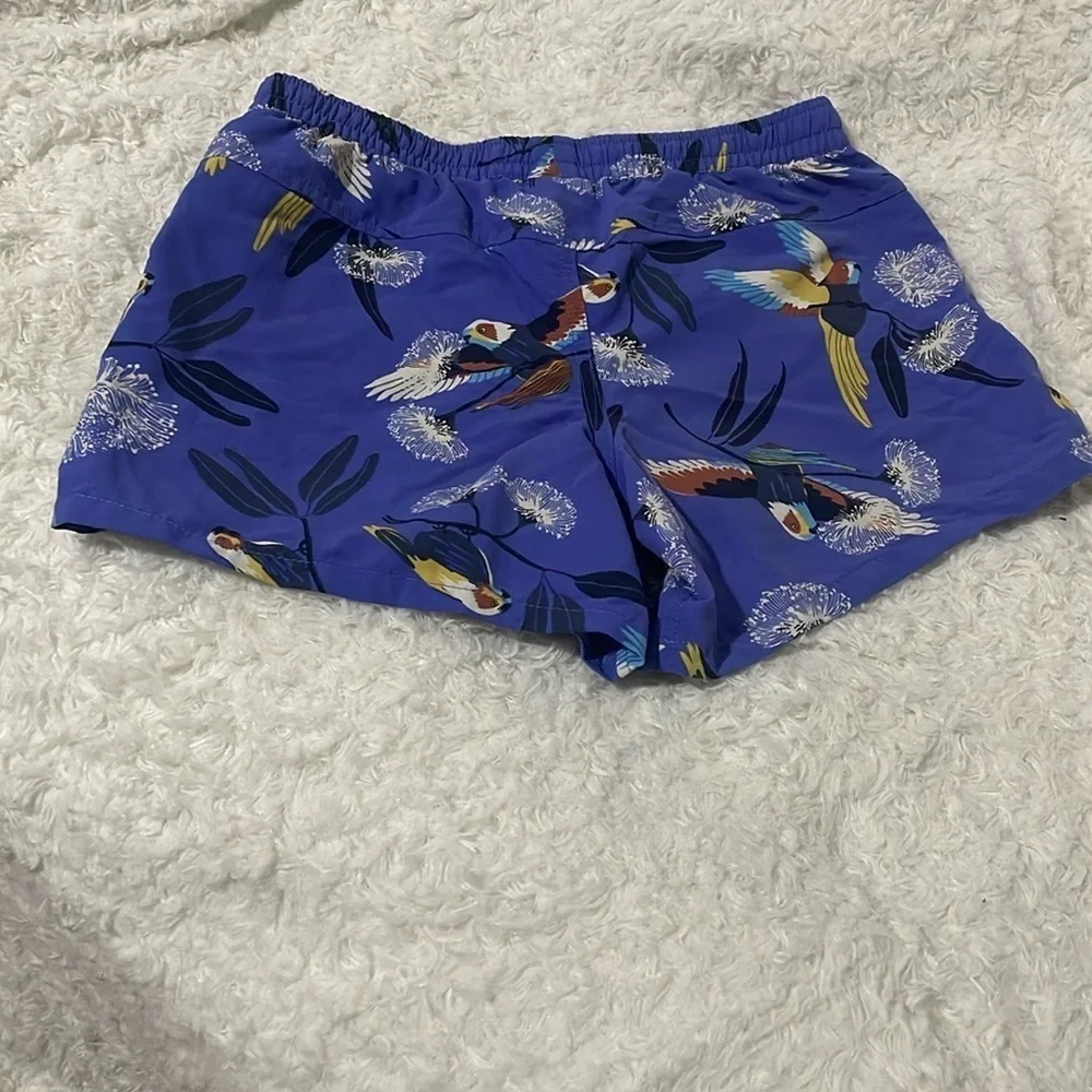 Patagonia Blue Parrot Print Shorts for kids